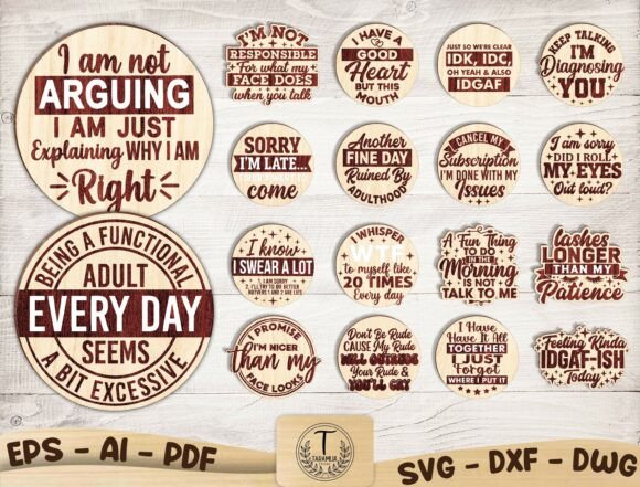 Download Sarcasm Quotes Laser Cut File SVG Bundle - Quote Collection