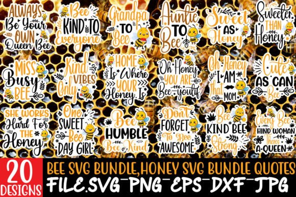 Download Bee Stickers Bundle, Honey Bundle Quotes - Quote Collection