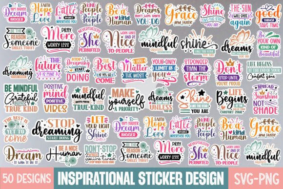 Download Inspirational Quotes Sticker Svg Bundle, - Quote Collection